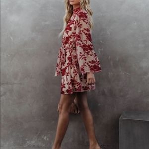 Vici Red and Cream Floral Mini Dress